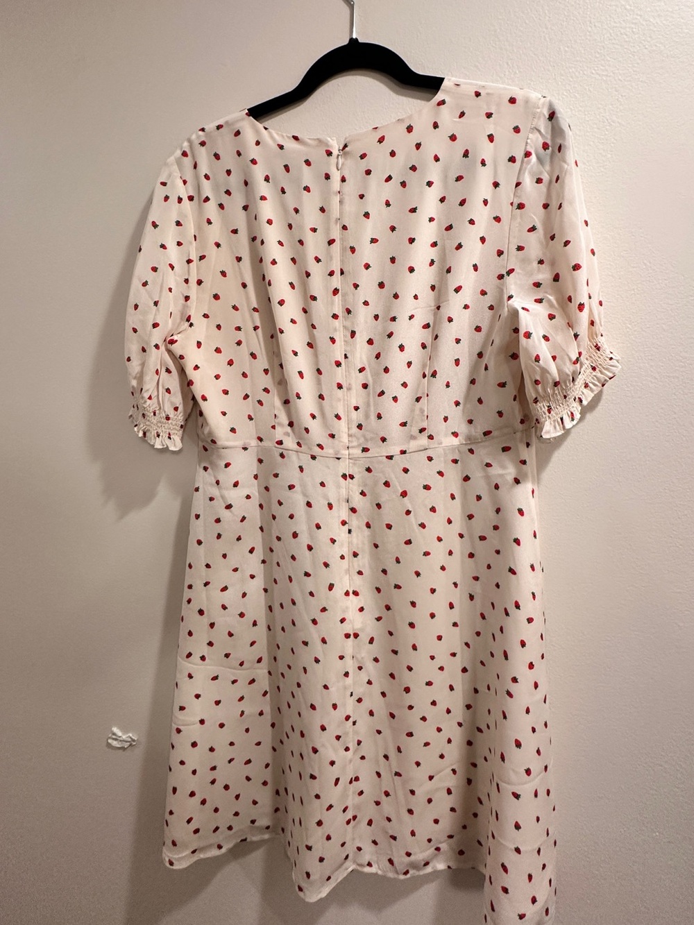 Madewell Strawberry Print Mini Dress Size 10 NWOT Look Cream Puff Sleeves - Picture 13 of 15